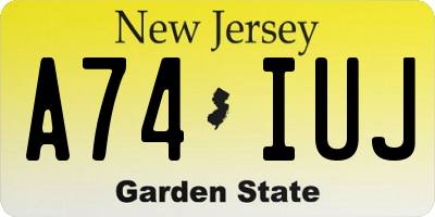 NJ license plate A74IUJ