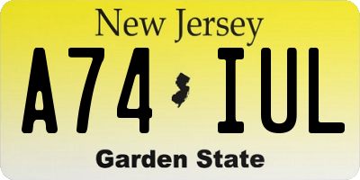NJ license plate A74IUL