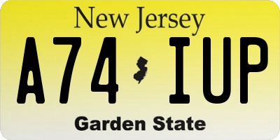 NJ license plate A74IUP