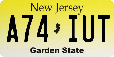 NJ license plate A74IUT