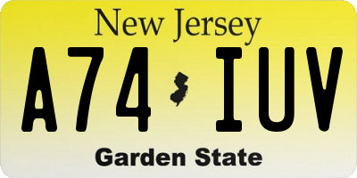 NJ license plate A74IUV