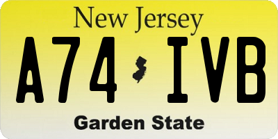 NJ license plate A74IVB