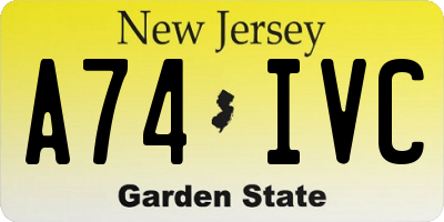 NJ license plate A74IVC