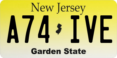 NJ license plate A74IVE