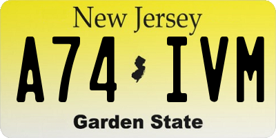 NJ license plate A74IVM