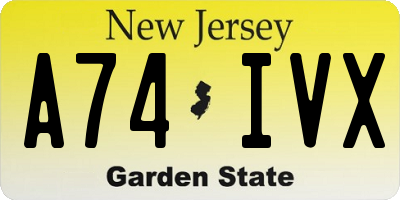 NJ license plate A74IVX