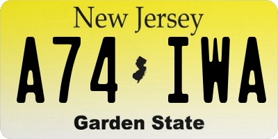 NJ license plate A74IWA