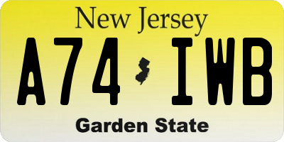 NJ license plate A74IWB