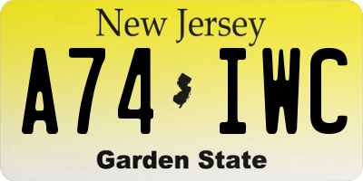 NJ license plate A74IWC