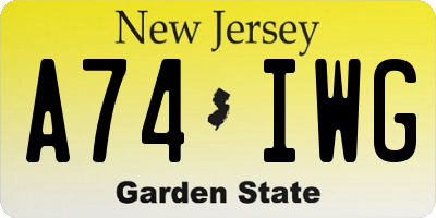 NJ license plate A74IWG