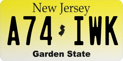 NJ license plate A74IWK