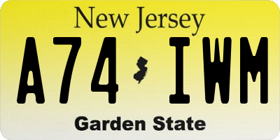 NJ license plate A74IWM