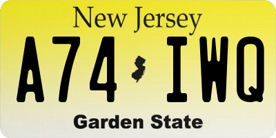 NJ license plate A74IWQ