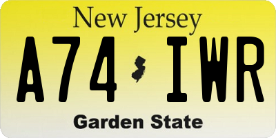 NJ license plate A74IWR