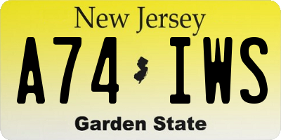 NJ license plate A74IWS
