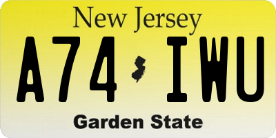 NJ license plate A74IWU