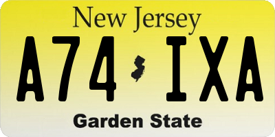 NJ license plate A74IXA