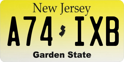 NJ license plate A74IXB