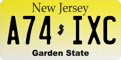 NJ license plate A74IXC