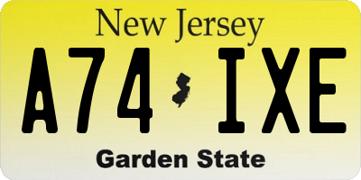 NJ license plate A74IXE