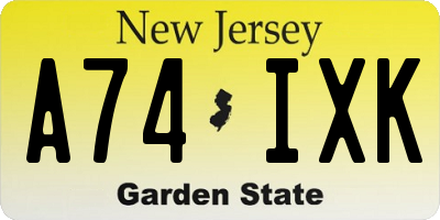 NJ license plate A74IXK