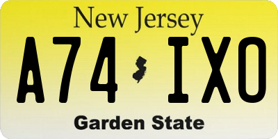 NJ license plate A74IXO