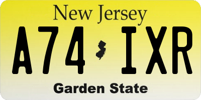 NJ license plate A74IXR