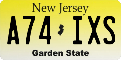 NJ license plate A74IXS
