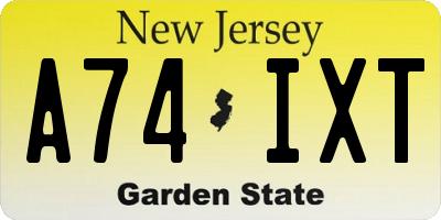 NJ license plate A74IXT