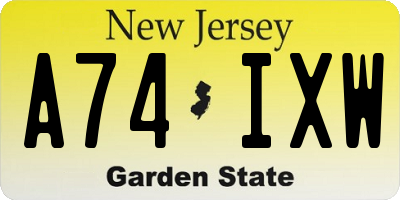 NJ license plate A74IXW