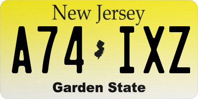 NJ license plate A74IXZ