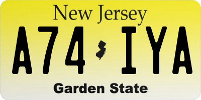 NJ license plate A74IYA
