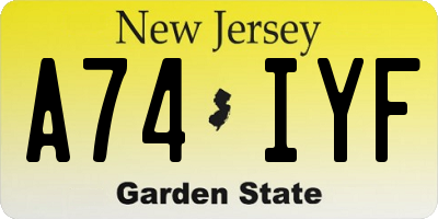 NJ license plate A74IYF