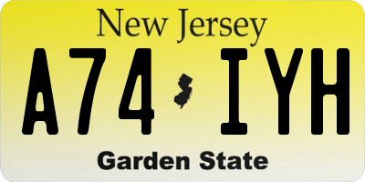 NJ license plate A74IYH