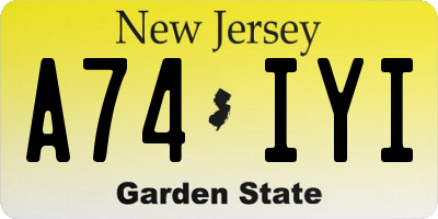 NJ license plate A74IYI