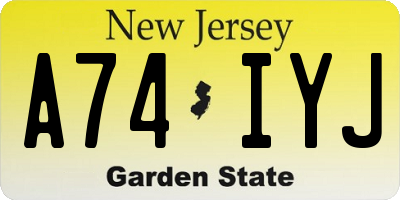 NJ license plate A74IYJ