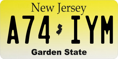 NJ license plate A74IYM