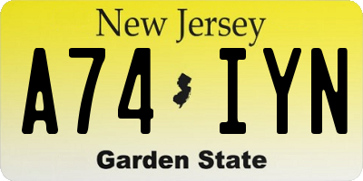 NJ license plate A74IYN