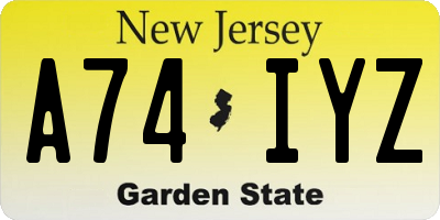 NJ license plate A74IYZ