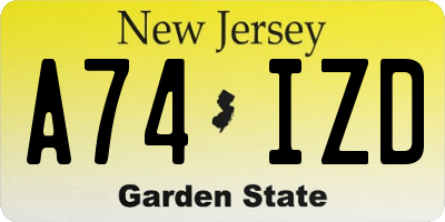 NJ license plate A74IZD
