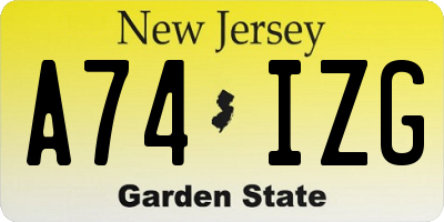 NJ license plate A74IZG