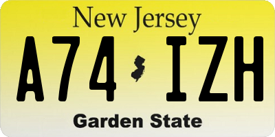 NJ license plate A74IZH