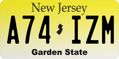 NJ license plate A74IZM