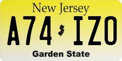 NJ license plate A74IZO