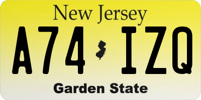 NJ license plate A74IZQ