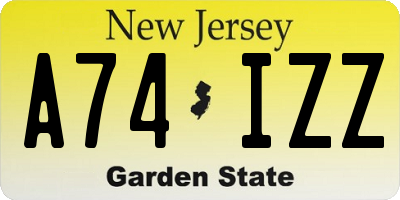 NJ license plate A74IZZ