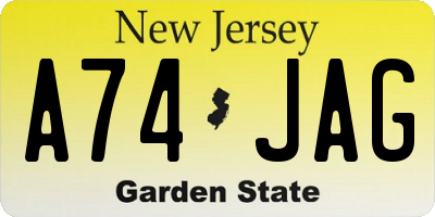NJ license plate A74JAG
