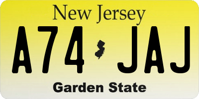 NJ license plate A74JAJ