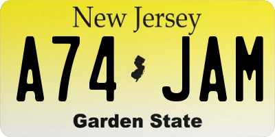 NJ license plate A74JAM