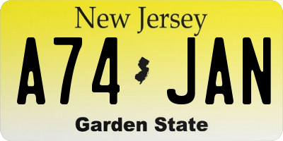 NJ license plate A74JAN